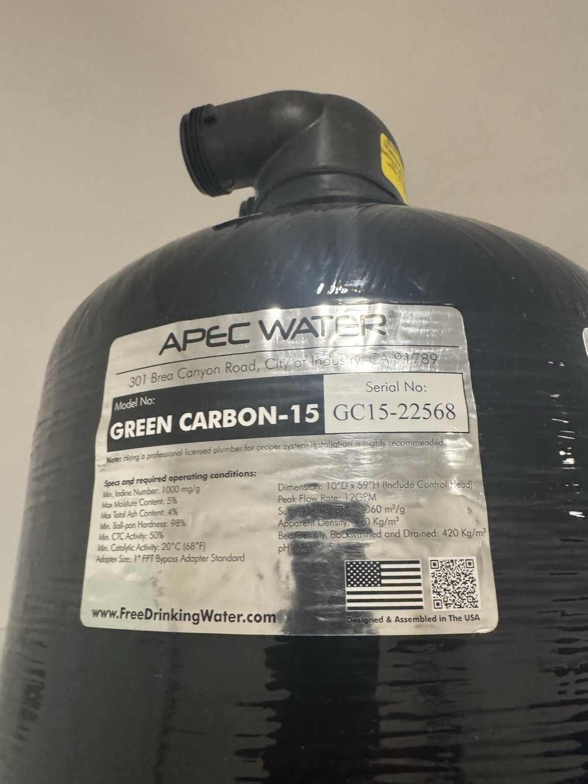 Apec Water Green-Carbon-15-FG Whole House Water Filter TANK-1054 NEW IN BOX!