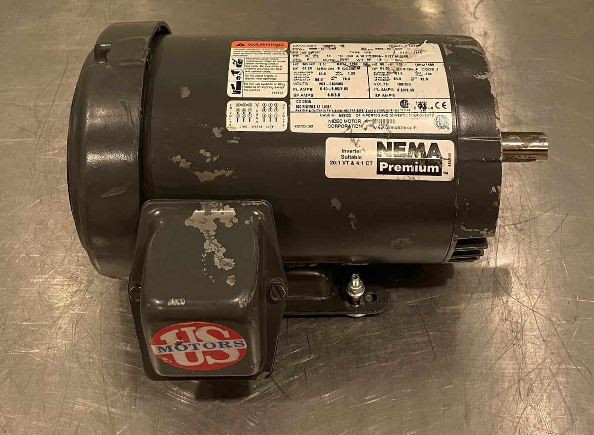 US Motors U2P2DC Motor 2HP 3PH 1750 RPM NEW! FREE SHIPPING!