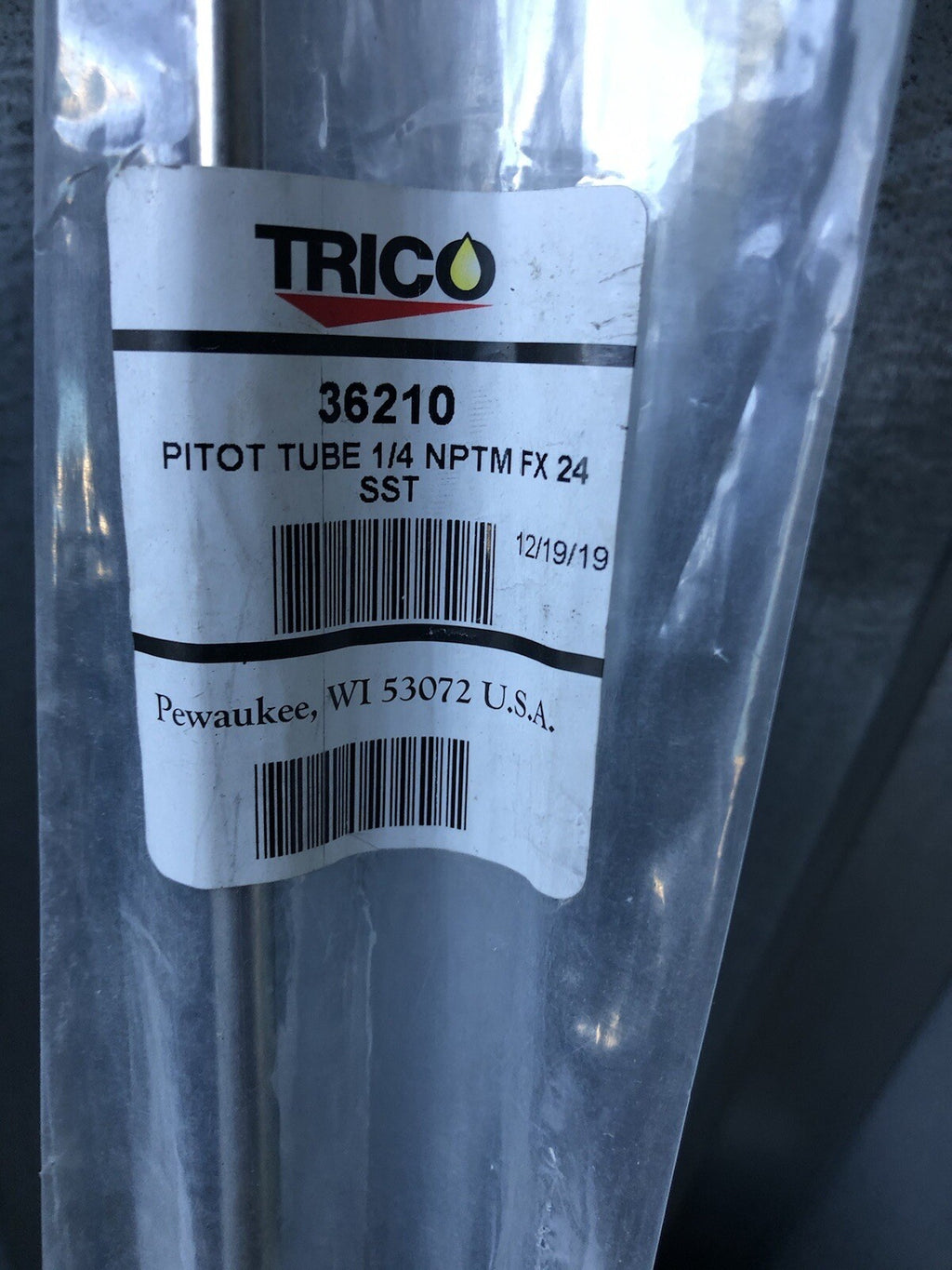 Trico 36210 Pitot Tube 1/4 NPTM 24” Stainless Steel Fixed Adapter NEW SHIPS FREE