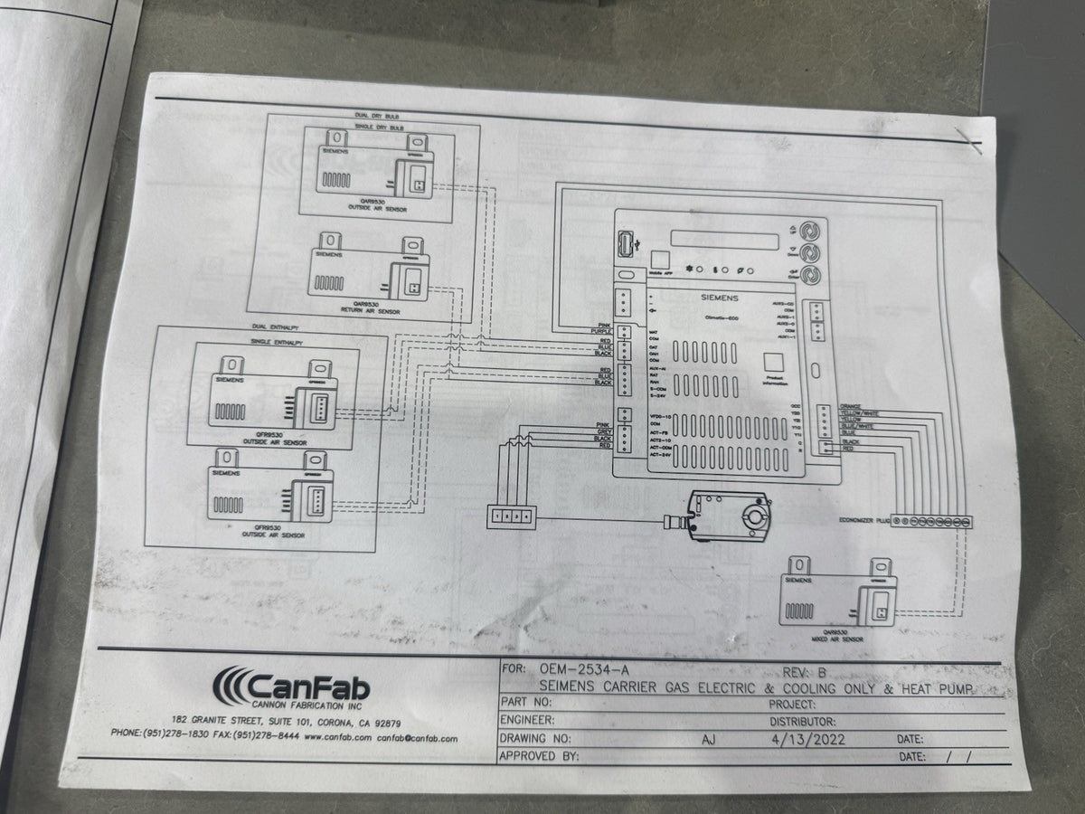 Carrier 1105 Econimizer 1105-ECV-SDC-R CanFab NEW! SHIPS FREE!