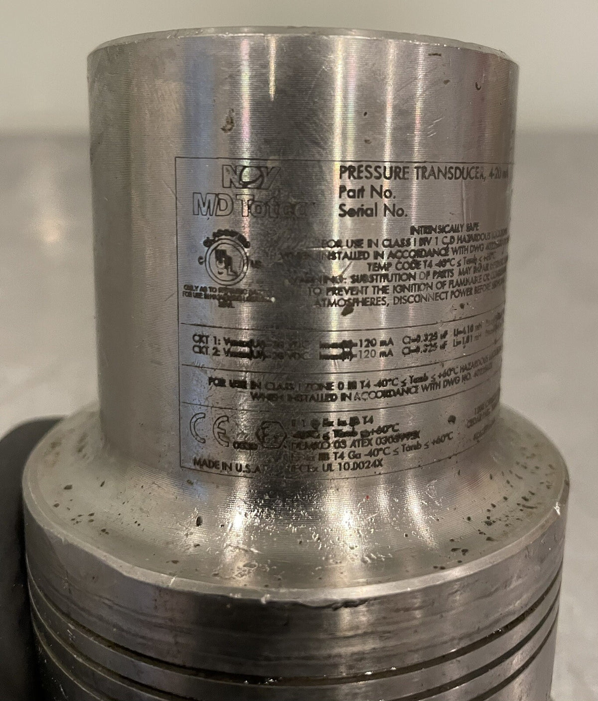 Noy MD Totco 40221850-004HDH-C Pressure Transducer 4-20 mA UNTESTED MAY WORK!