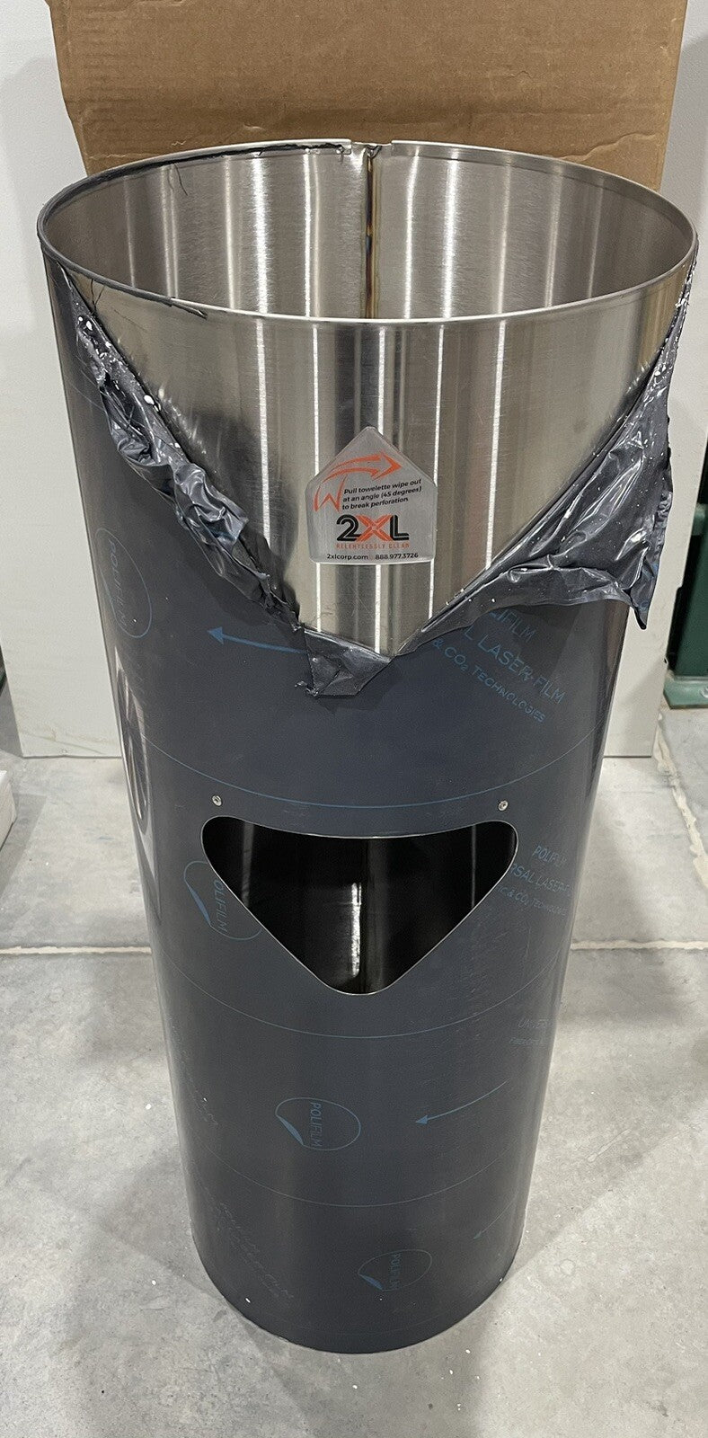 2XL65 Garbage Can Wipe Dispenser Stainless Steel NEW IN BOX! FREE SHIPPING! 