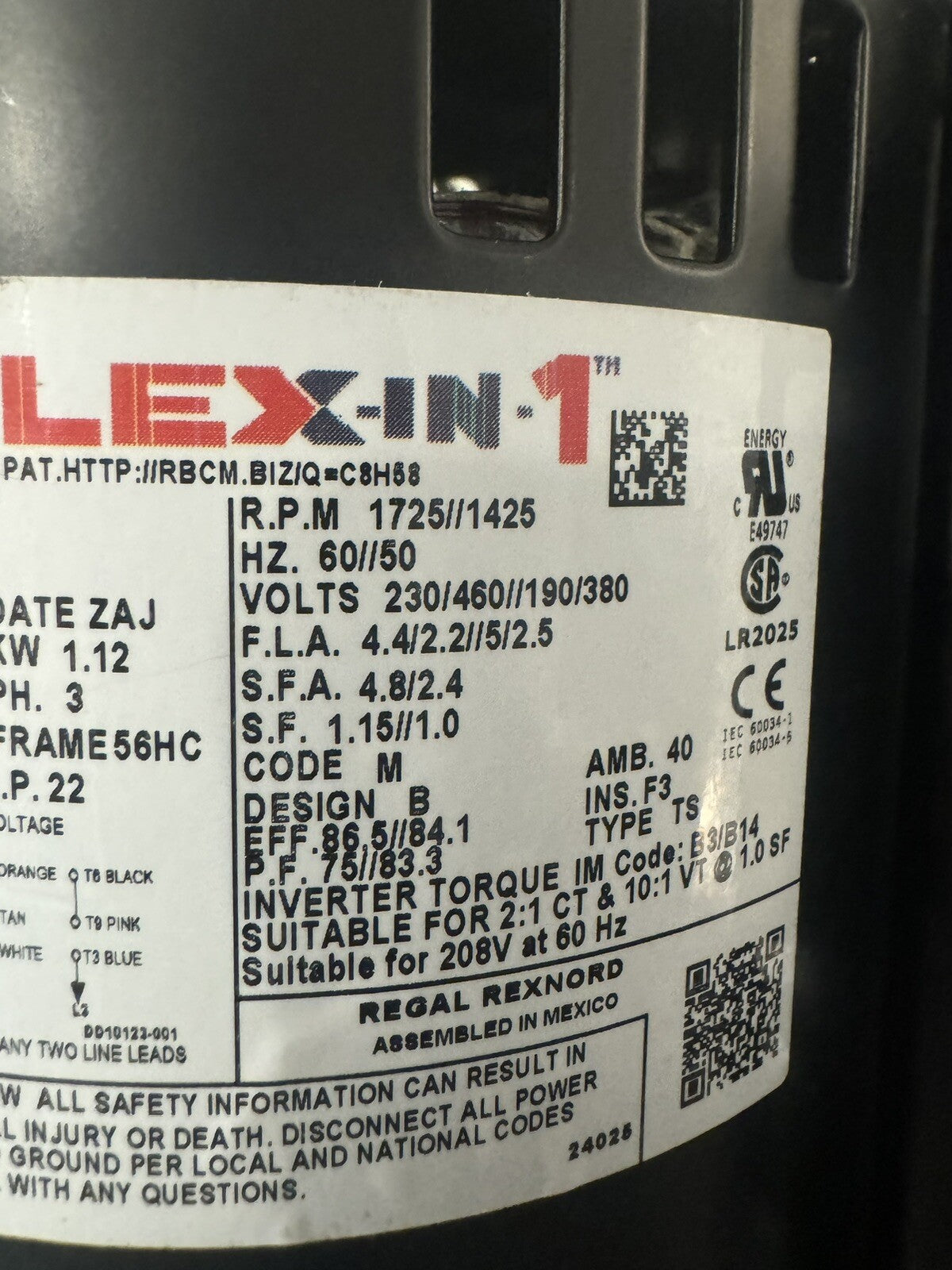 Marathon FX32BK003 Motor 1.5 HP 1725/ 1425 RPM Dripproof 56T17D15850A NEW IN BOX
