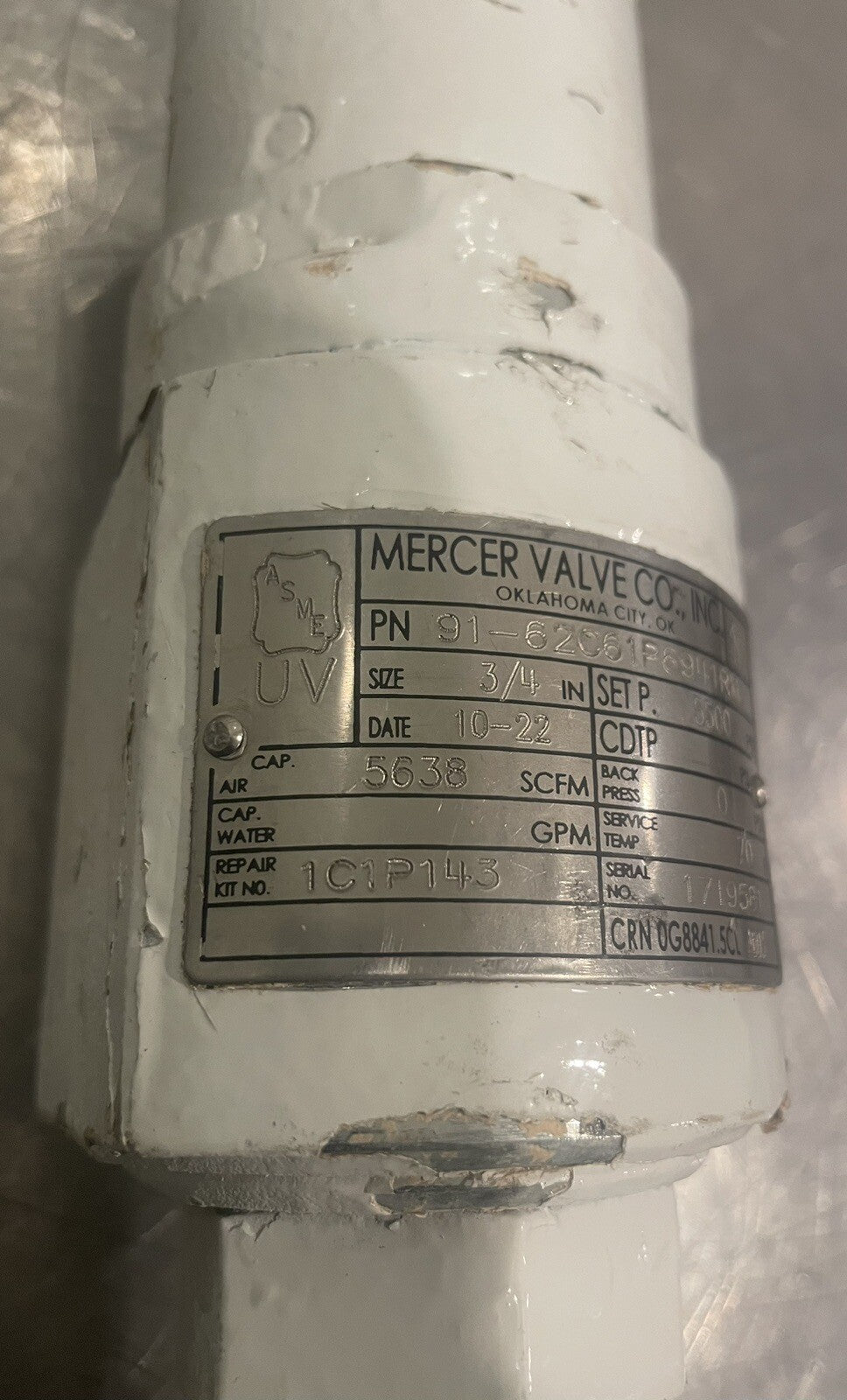 Mercer 91-62C61P6941RM Pressure Relief Valve 5500 PSI NEW REMAN! FREE SHIPPING!