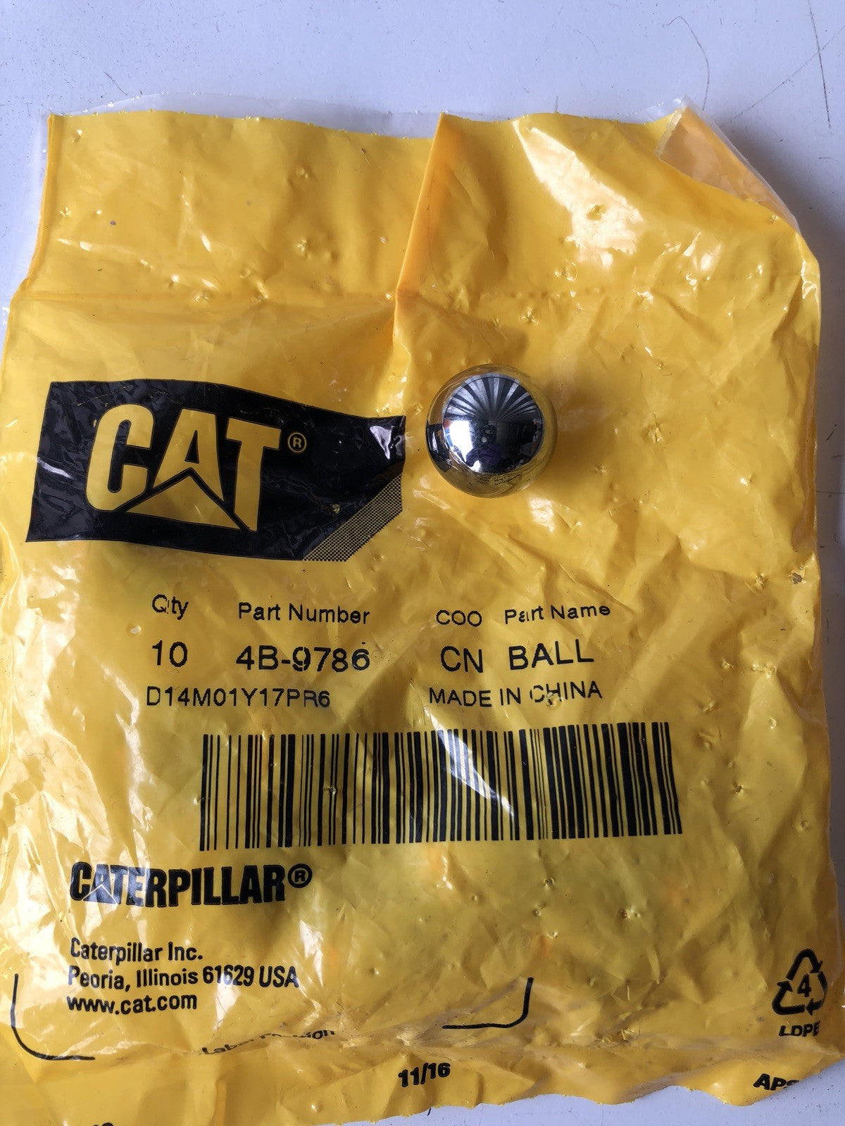 Cat 4B-9786 Ball (1) Caterpillar Bearing NEW BULK PRICING AVAILABLE