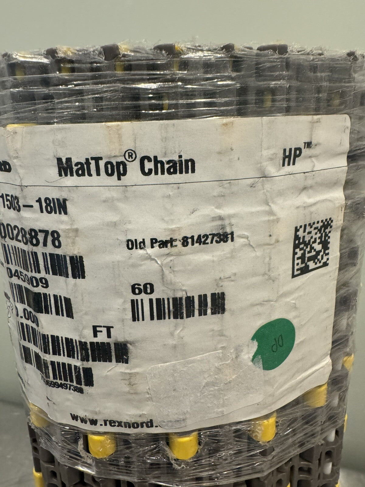 Rexnord HP1503-18IN 10’ Modular Belting Wide MatTop Chain 81427381 10028878 NEW!