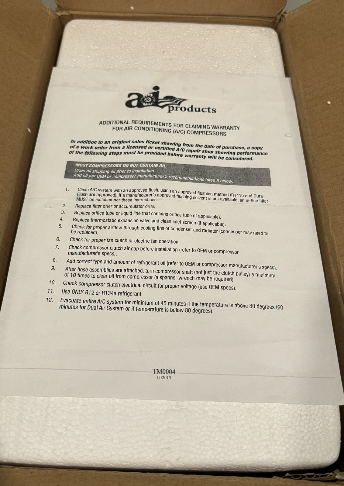 A&I 500-6000 AC Compressor W/ Clutch A6 NEW IN BOX! FREE SHIPPING!