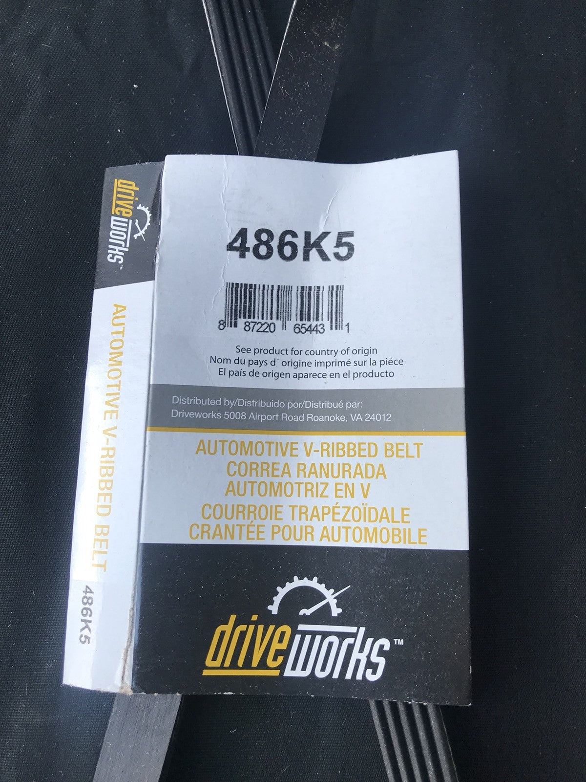 Drive Works 486K5 Automotive V-Ribbed Belt NEW