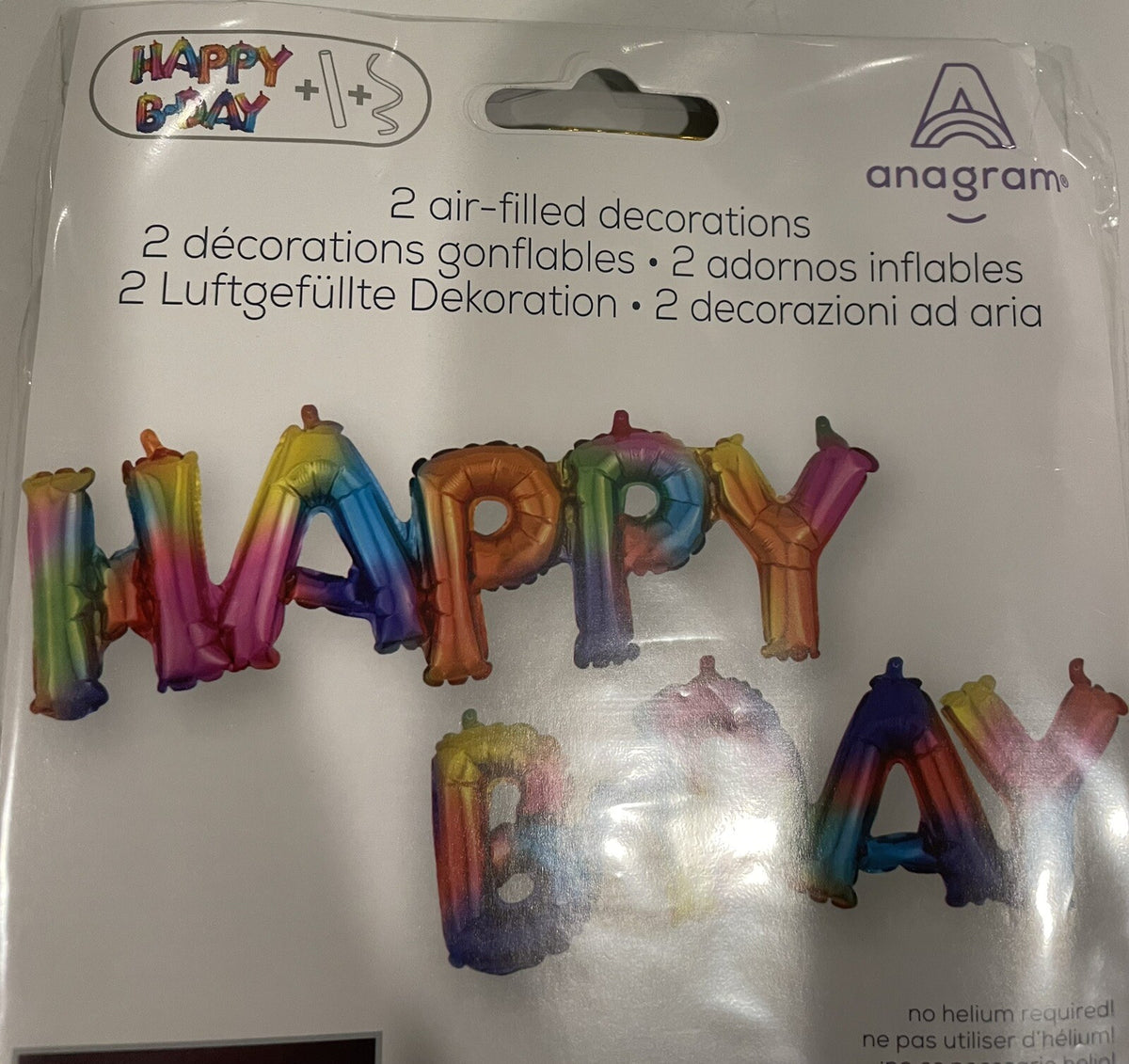 (1) Happy Birthday Rainbow Balloon Anagram 39182 NEW! FREE SHIPPING!
