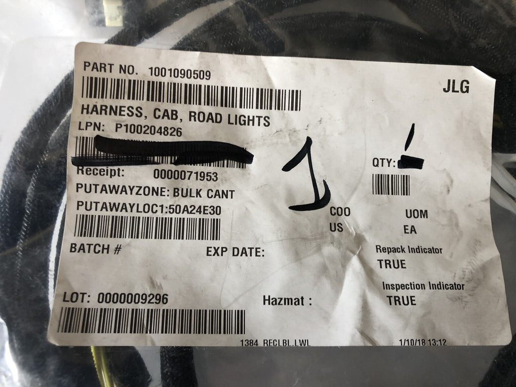 JLG Parts 1001090509 Cab Road Lights Harness NEW SEALED!!! FREE SHIPPING!!!