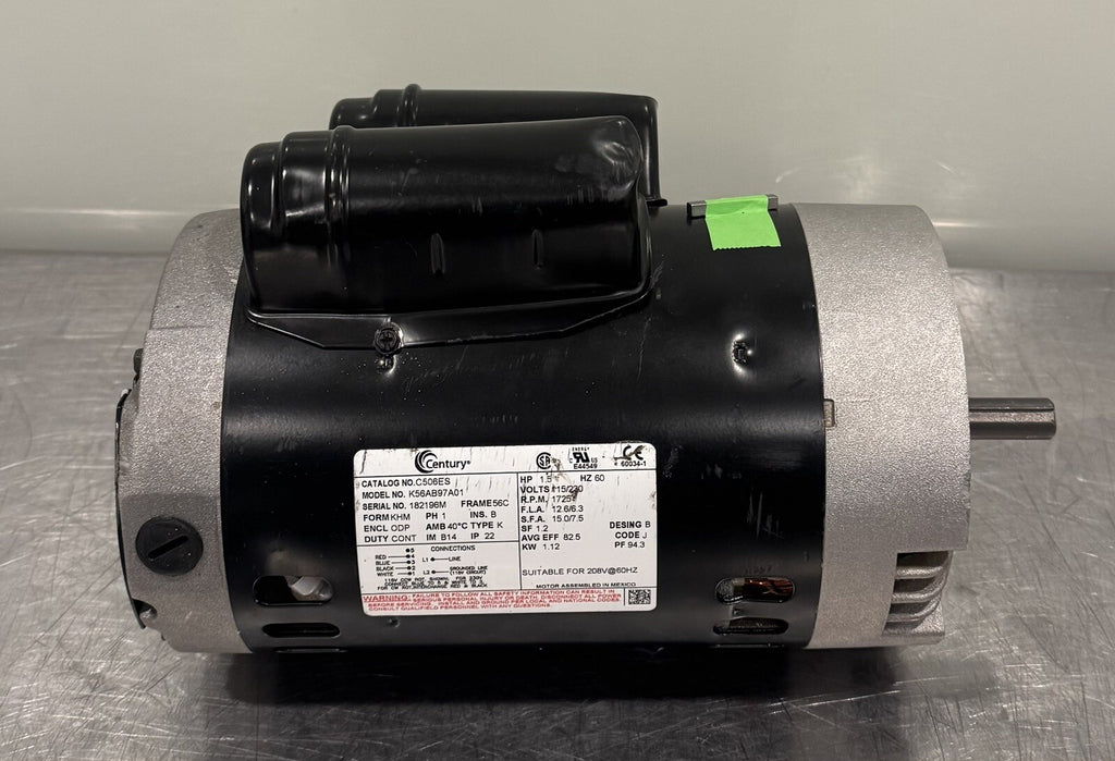 Century C506ES 1.5HP 115/208-230V 1PH 1725/1425 RPM Motor K56AB97A01 NEW IN BOX!