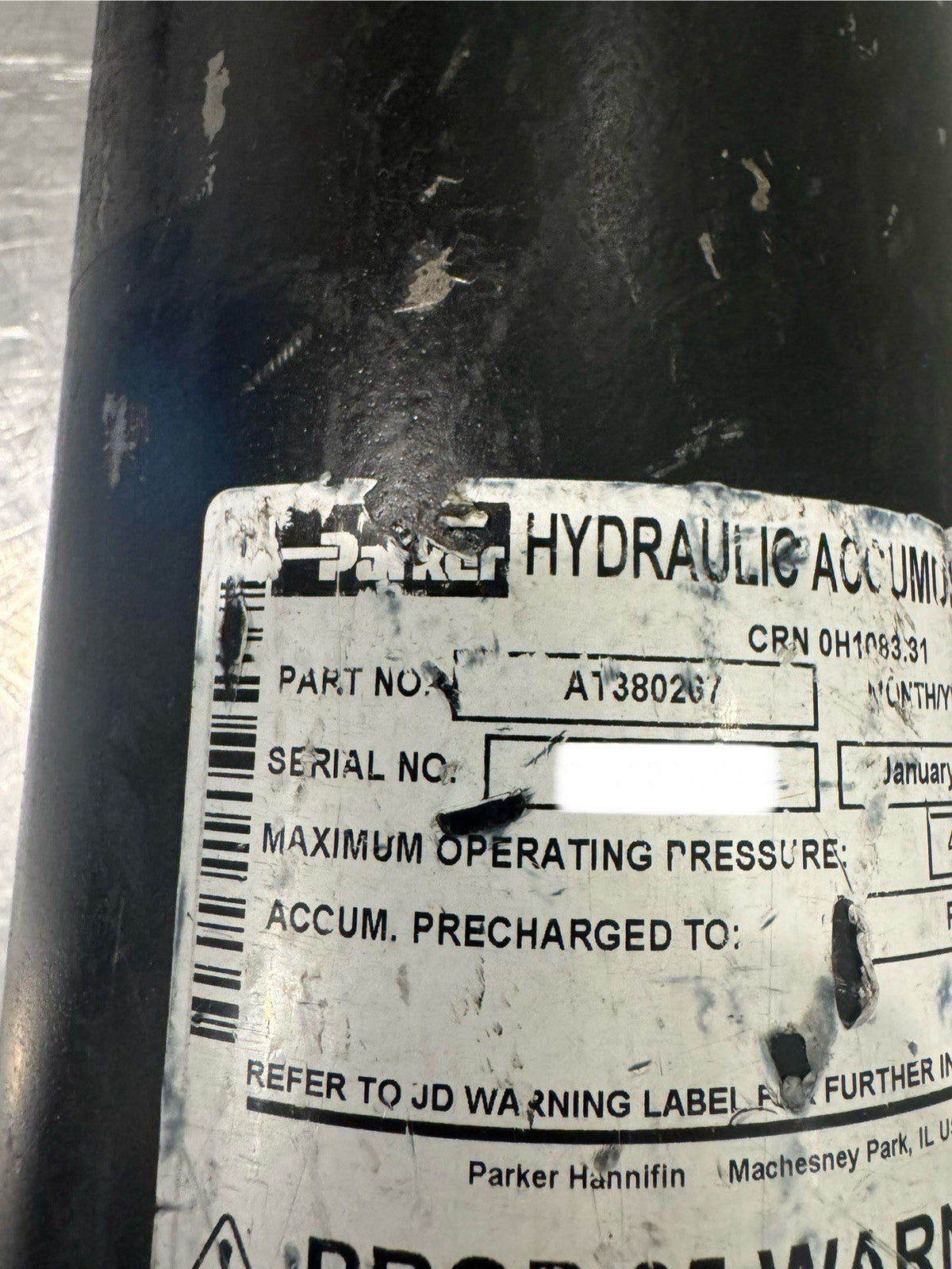 Parker AT380267 John Deere Hydraulic Accumulator NEW! FREE SHIPPING!