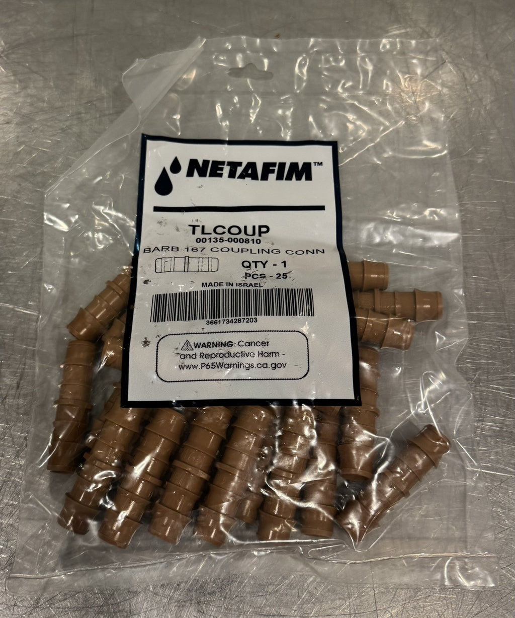 Netafim 00135-000810 Barbed Coupling Irrigation 500 PACK NEW! FREE SHIPPING!