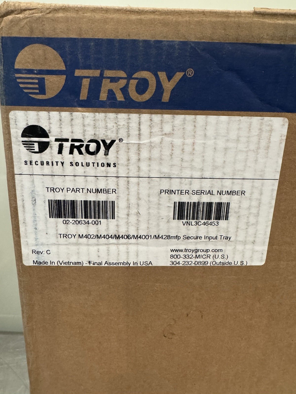 Troy 02-20634-001 Security Printer Locking Tray Feeder NEW IN BOX! FREE SHIPPING