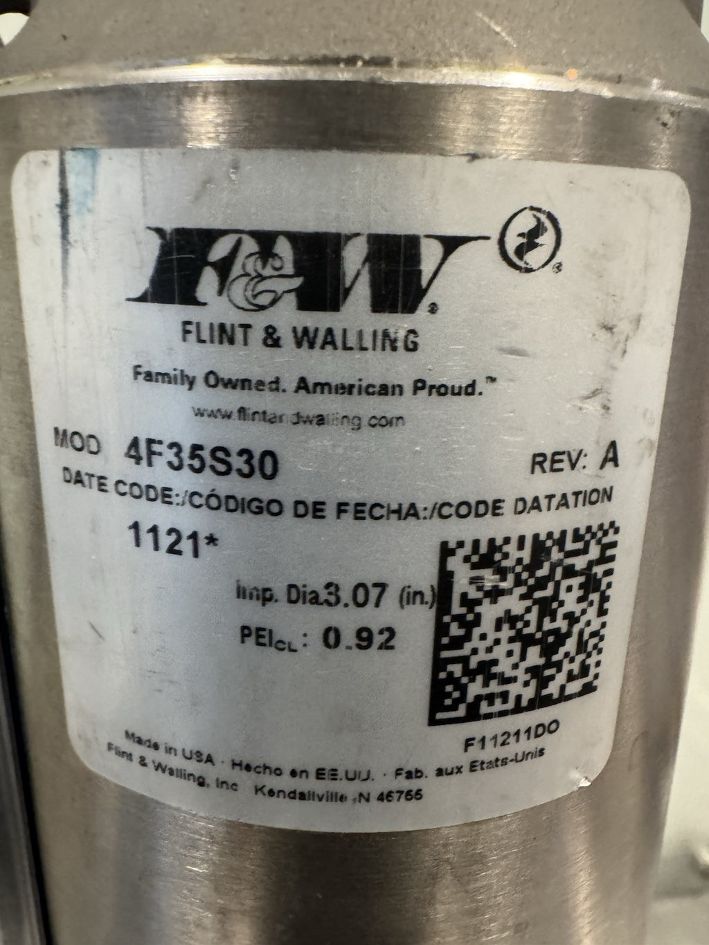 F&W 4F35S30 Submersible Pump End Stainless NEW! FREE SHIPPING!