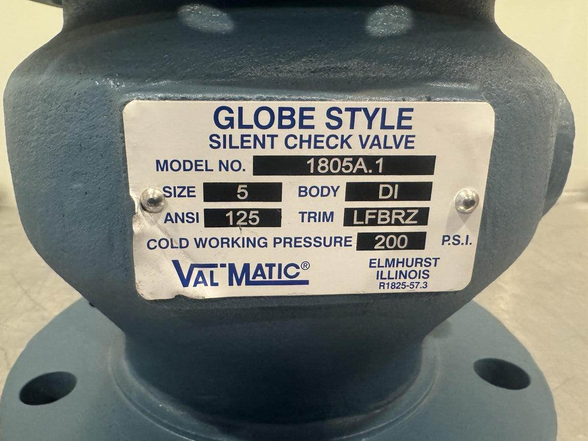 Val-Matic 1805A.1 Silent Check Valve 5” Globe Valve LFBRZ NEW! FREE SHIPPING!
