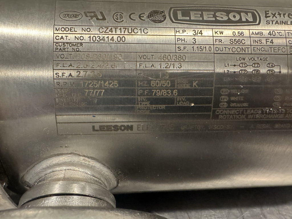 Leeson 103414.00 Motor 3/4 HP 1725/1425 RPM NEW IN BOX! FREE SHIPPING!