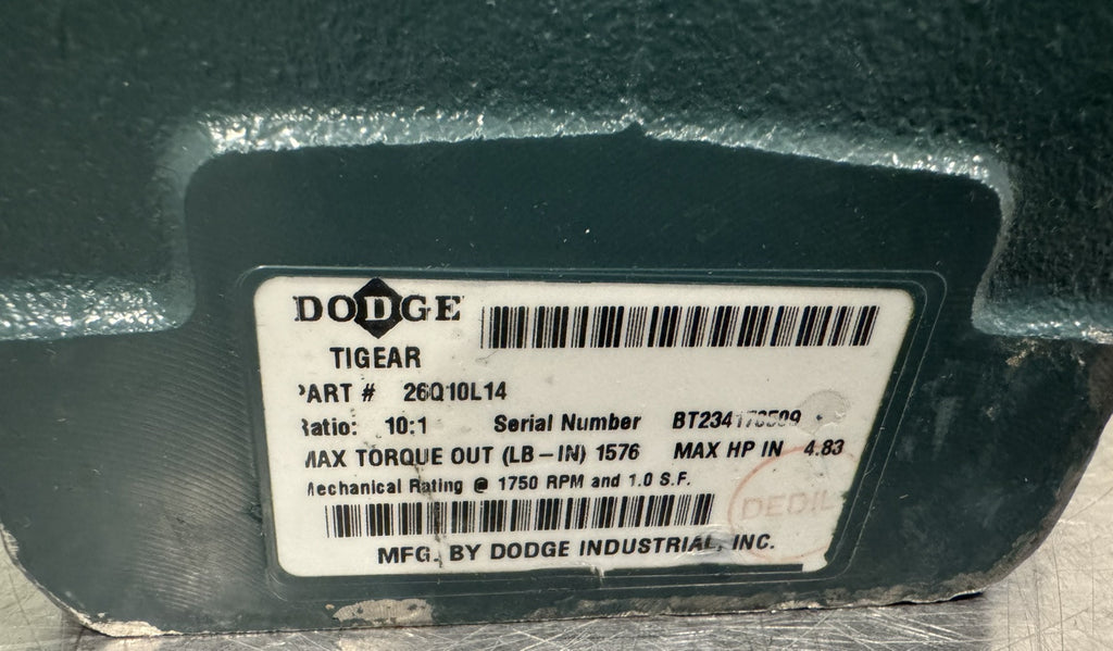 Dodge 26Q10L14 Tigear2 Gear Reducer 10:1 Ratio NEW! FREE SHIPPING!