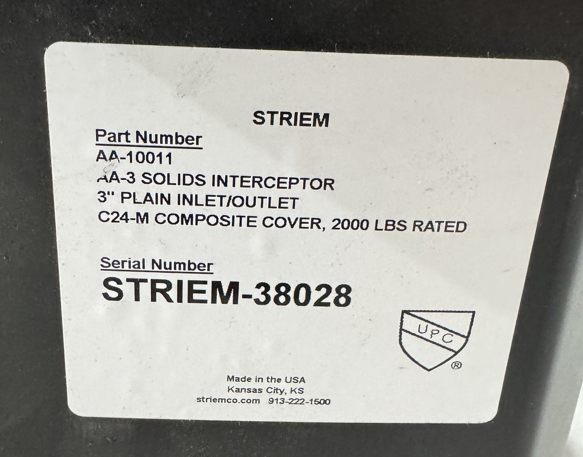 Striem AA-10011 Aardvark AA-3 Solids Interceptor C24-M NEW! FREE SHIPPING!