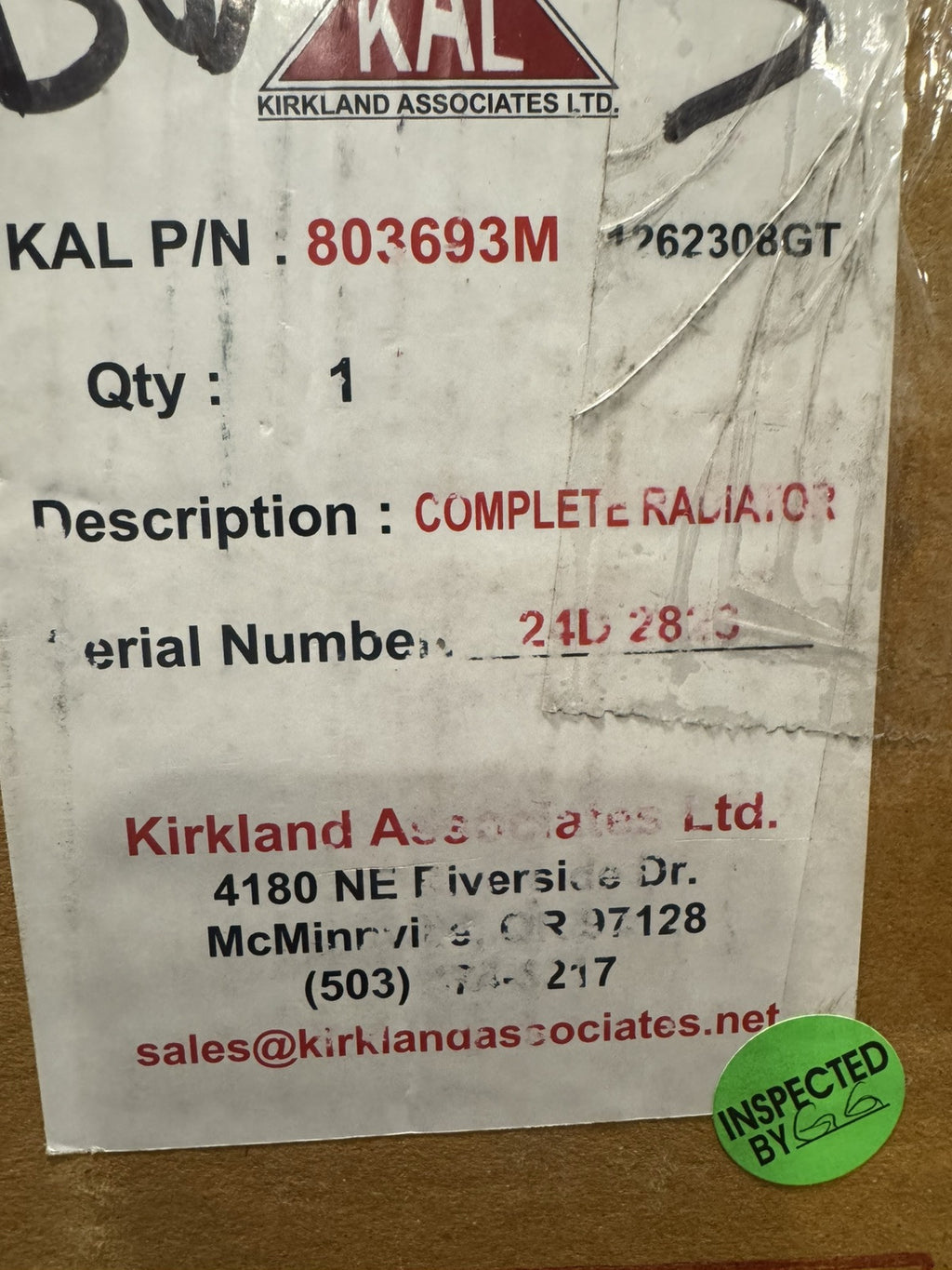 1262308GT Radiator KAL 803693M NEW IN BOX! FREE SHIPPING!