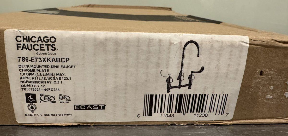 Chicago Faucet 786-E73XKABCP Gooseneck Sink Faucet Chrome NEW IN BOX! SHIPS FREE