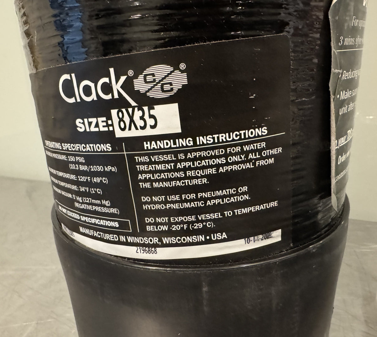 Clack 8X35 Spot-Free Water System Tank Kit NEW! FREE SHIPPING!