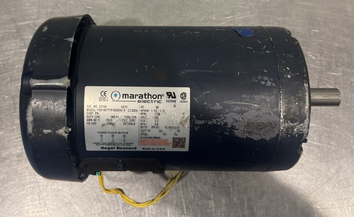 Marathon E2154 Motor 1.5HP 1750 RPM 200V 145TTFR16038AA NEW! FREE SHIPPING!