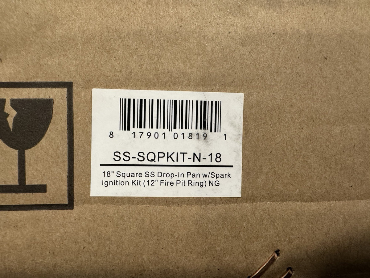 American Fireglass SS-SQPKIT-N18 Firepit Drop In Stainless NEW IN BOX SHIPS FREE