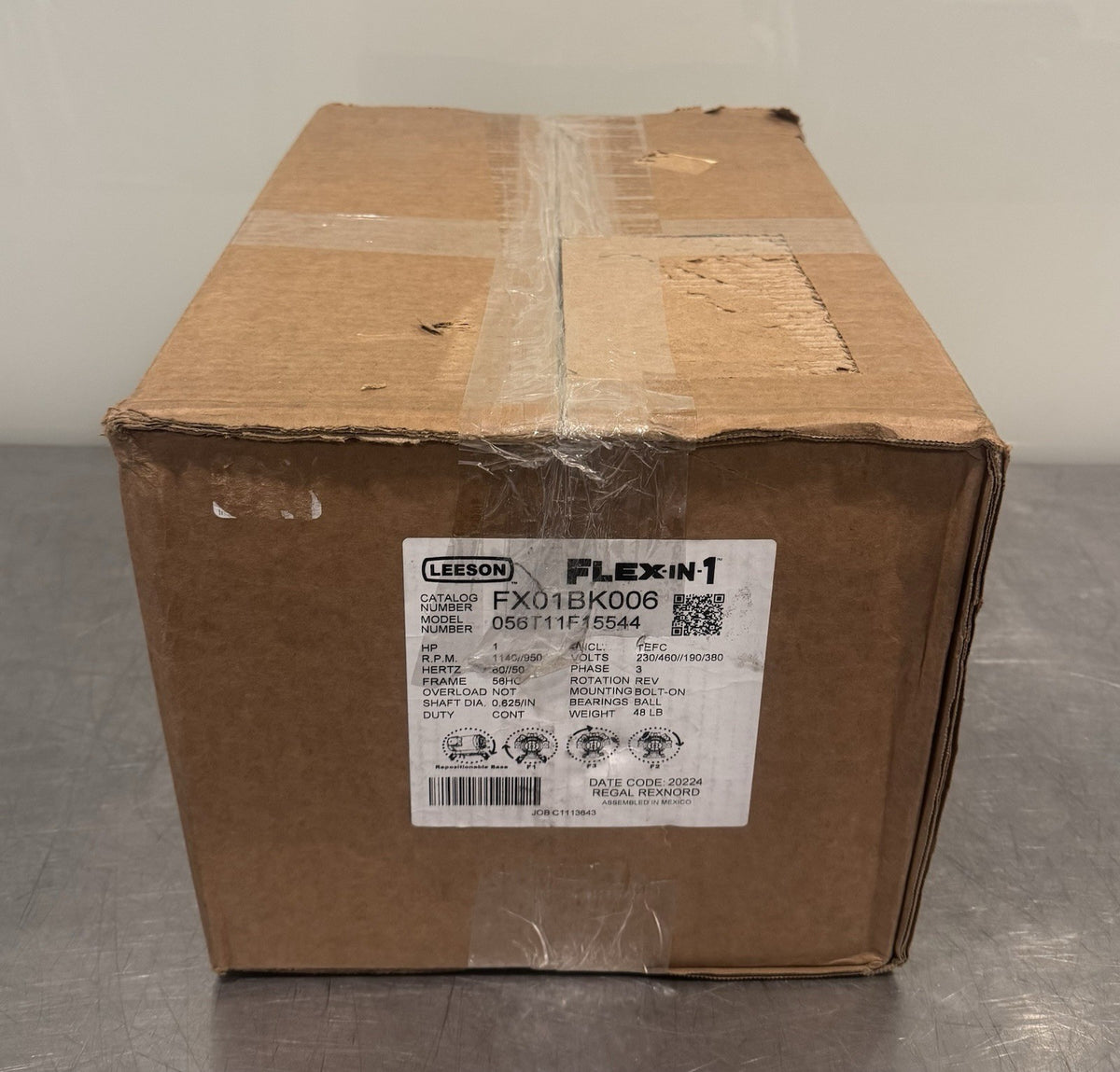 Leeson FX01BK006 Motor 1HP 1140/950 RPM 3PH NEW IN BOX! FREE SHIPPING!