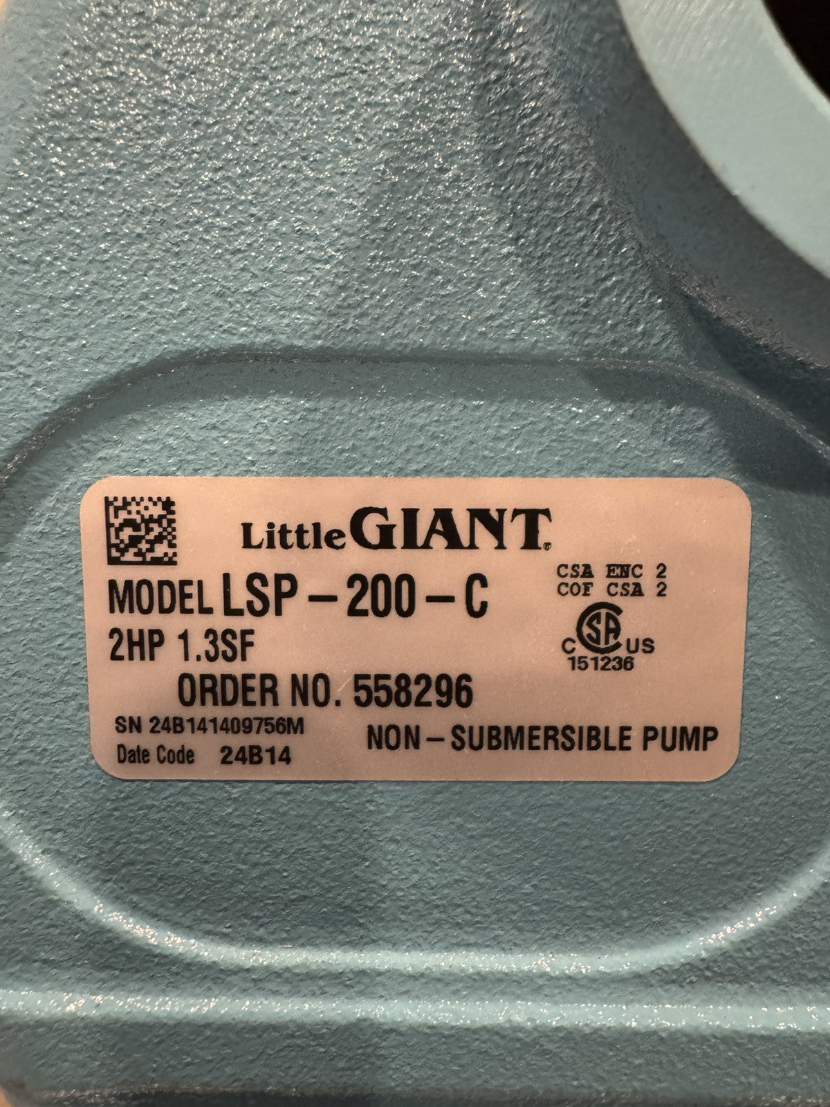 Little Giant LSP-200-C Lawn Sprinkler Pump 558296 NEW! FREE SHIPPING!