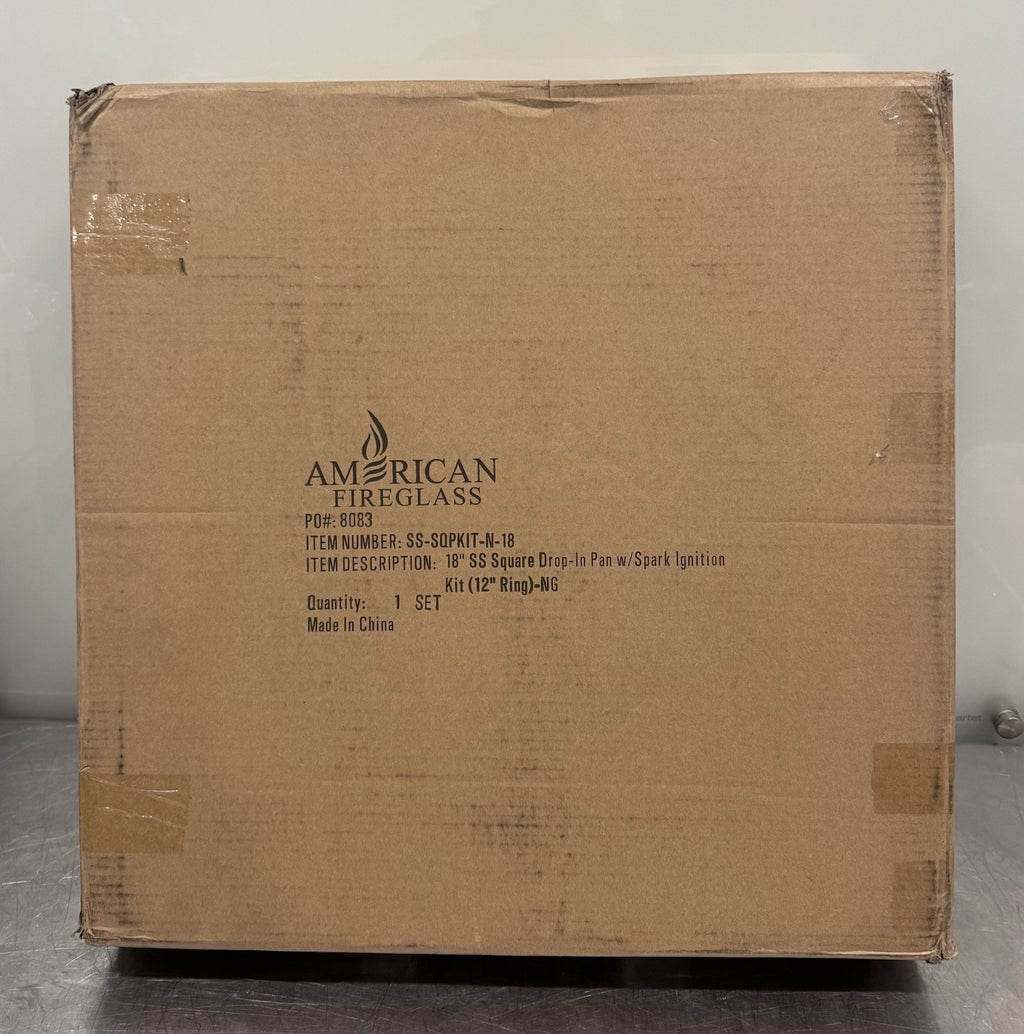 American Fireglass SS-SQPKIT-N18 Firepit Drop In Stainless NEW IN BOX SHIPS FREE