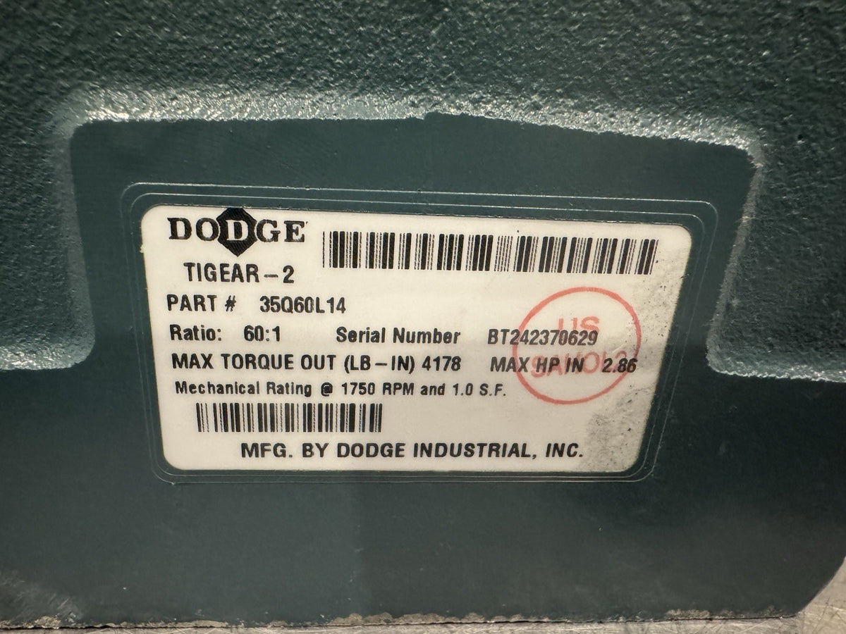 Dodge 35Q60L14 Tigear2 Gear Reducer 60:1 NEW! DAMAGED! FREE SHIPPING!