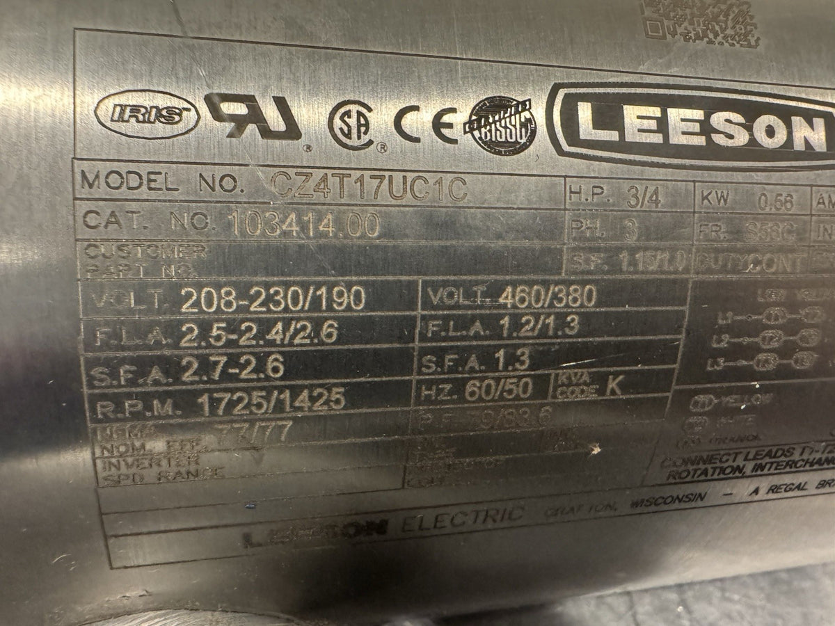 Leeson 103414.00 Motor 3/4 HP 1725/1425 RPM NEW IN BOX! FREE SHIPPING!