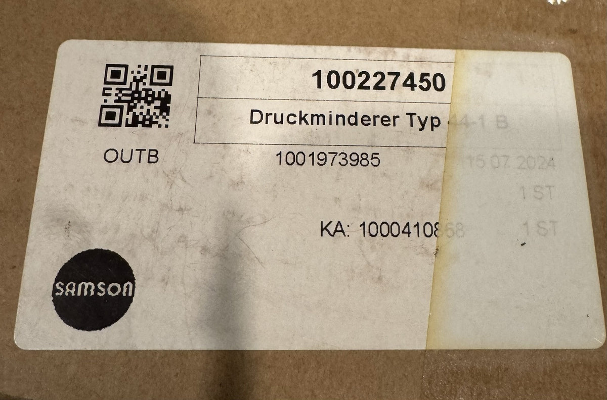 Samson Druckminderer 44-1B 2441 Pressure Reducing Valve 100227450 NEW IN BOX! 