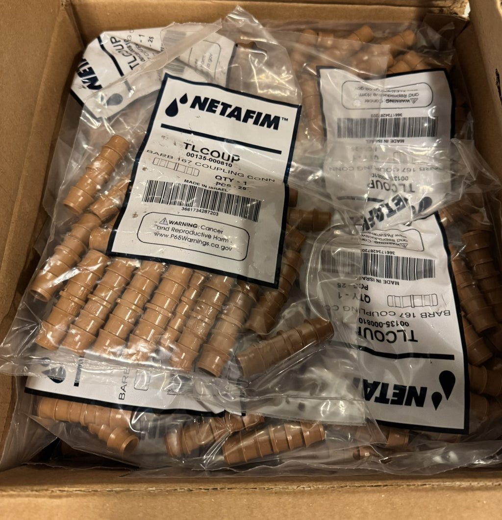 Netafim 00135-000810 Barbed Coupling Irrigation 500 PACK NEW! FREE SHIPPING!