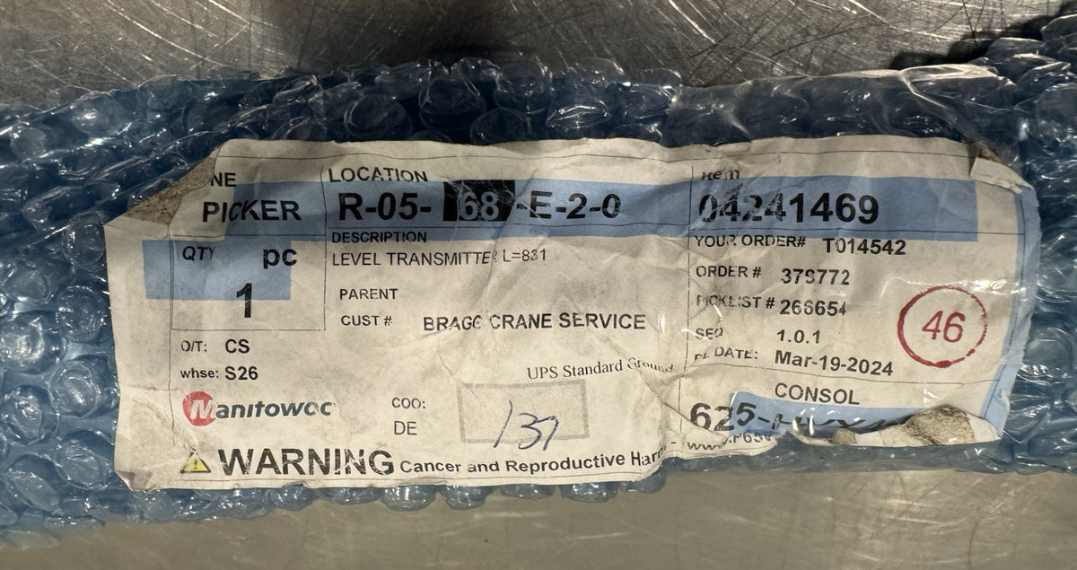 Manitowoc 04241469 Level Transmitter Fuel L=831 4241469 NEW! FREE SHIPPING!
