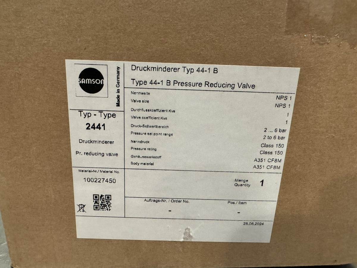 Samson Druckminderer 44-1B 2441 Pressure Reducing Valve 100227450 NEW IN BOX! 
