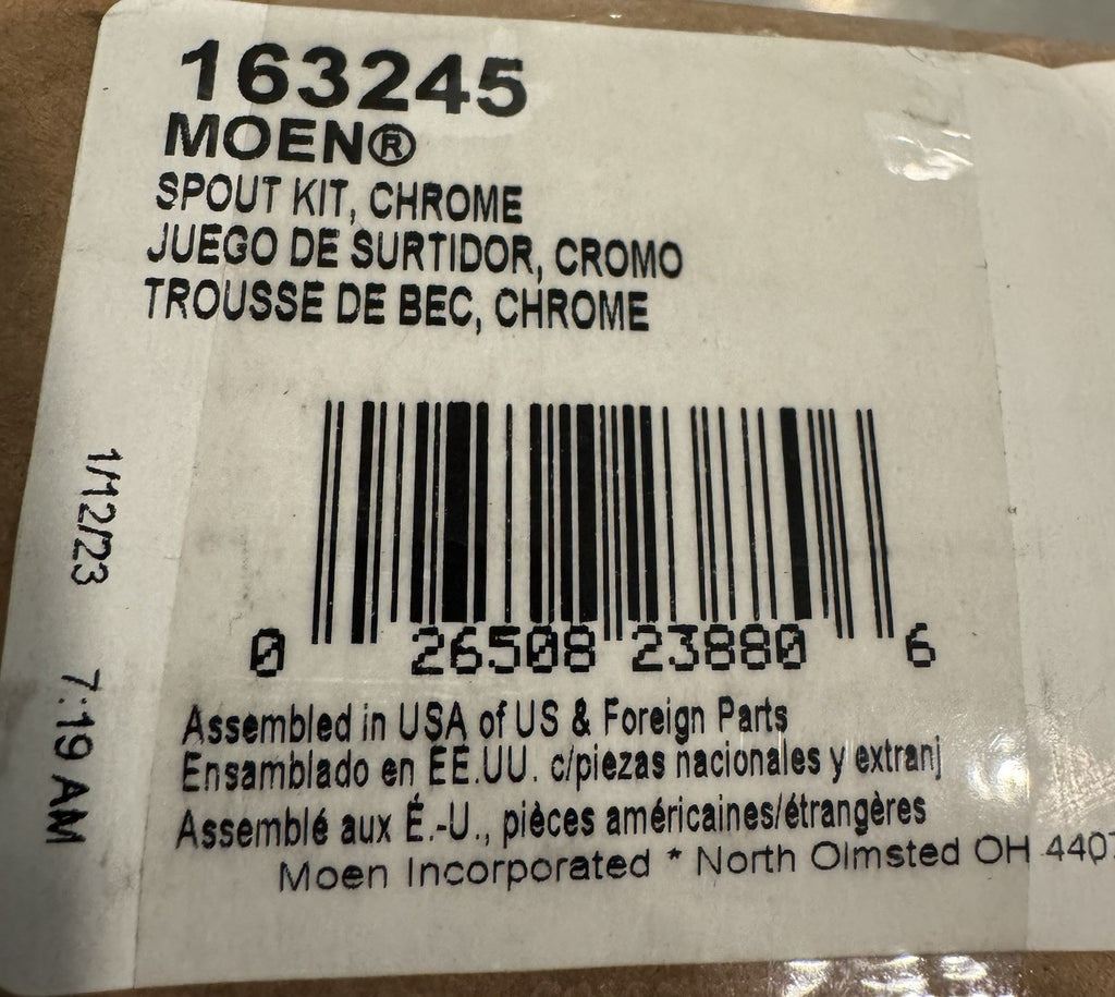 Moen 163245 Basic Accessories Spout Kit Replacement Chrome NEW! FREE SHIPPING!