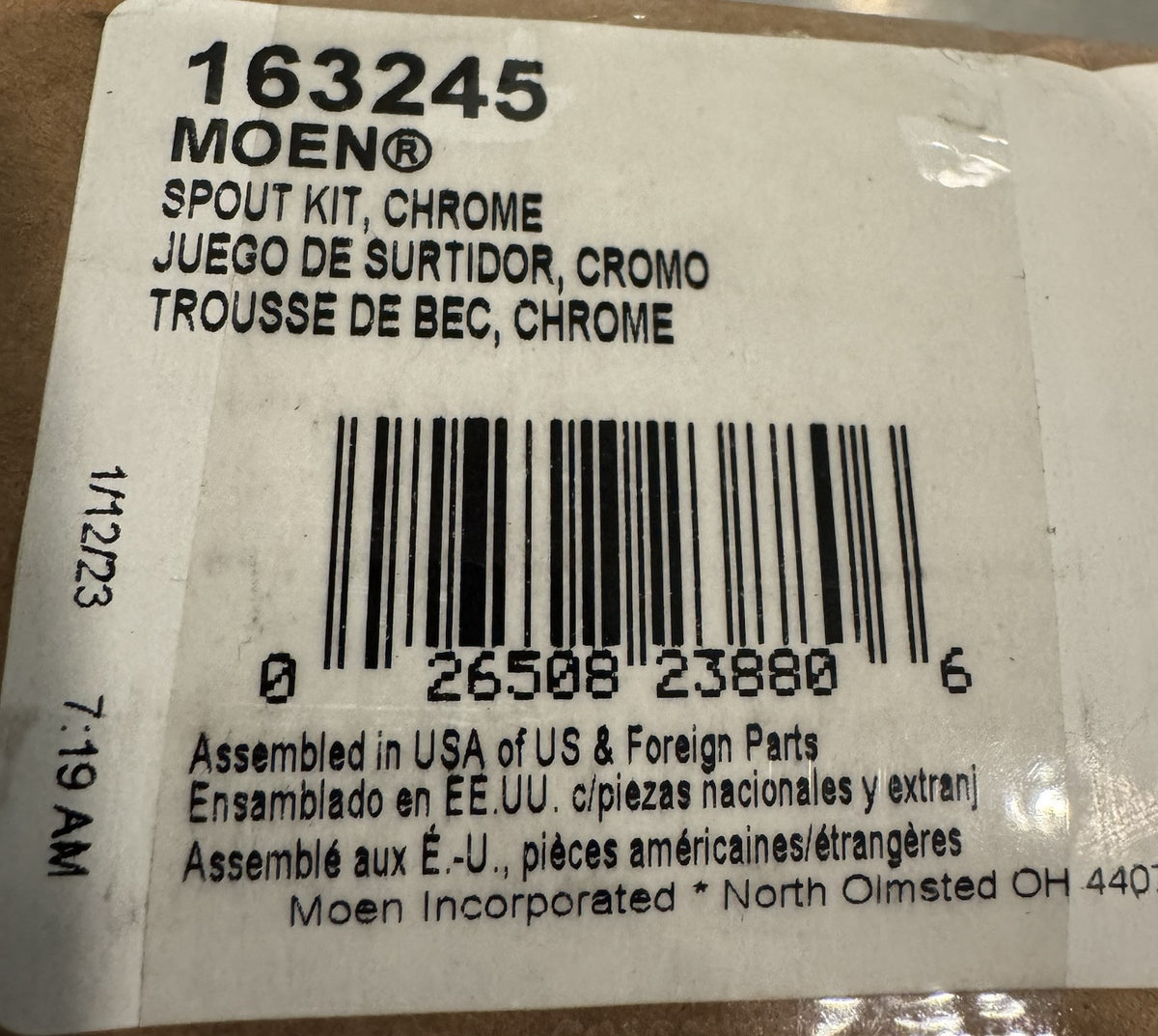 Moen 163245 Basic Accessories Spout Kit Replacement Chrome NEW! FREE SHIPPING!